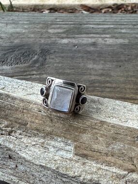 Sajen Sterling Silver Ring with Moonstone and Amethyst